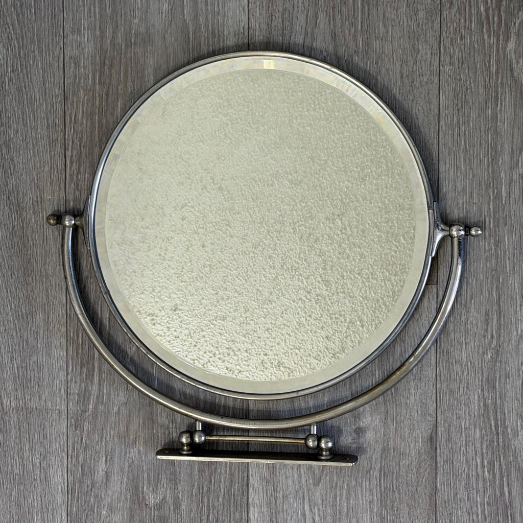 Vintage Art Deco Swivel Vanity Mirror | Chrome, 12" Round Wall Mount Makeup Mirror