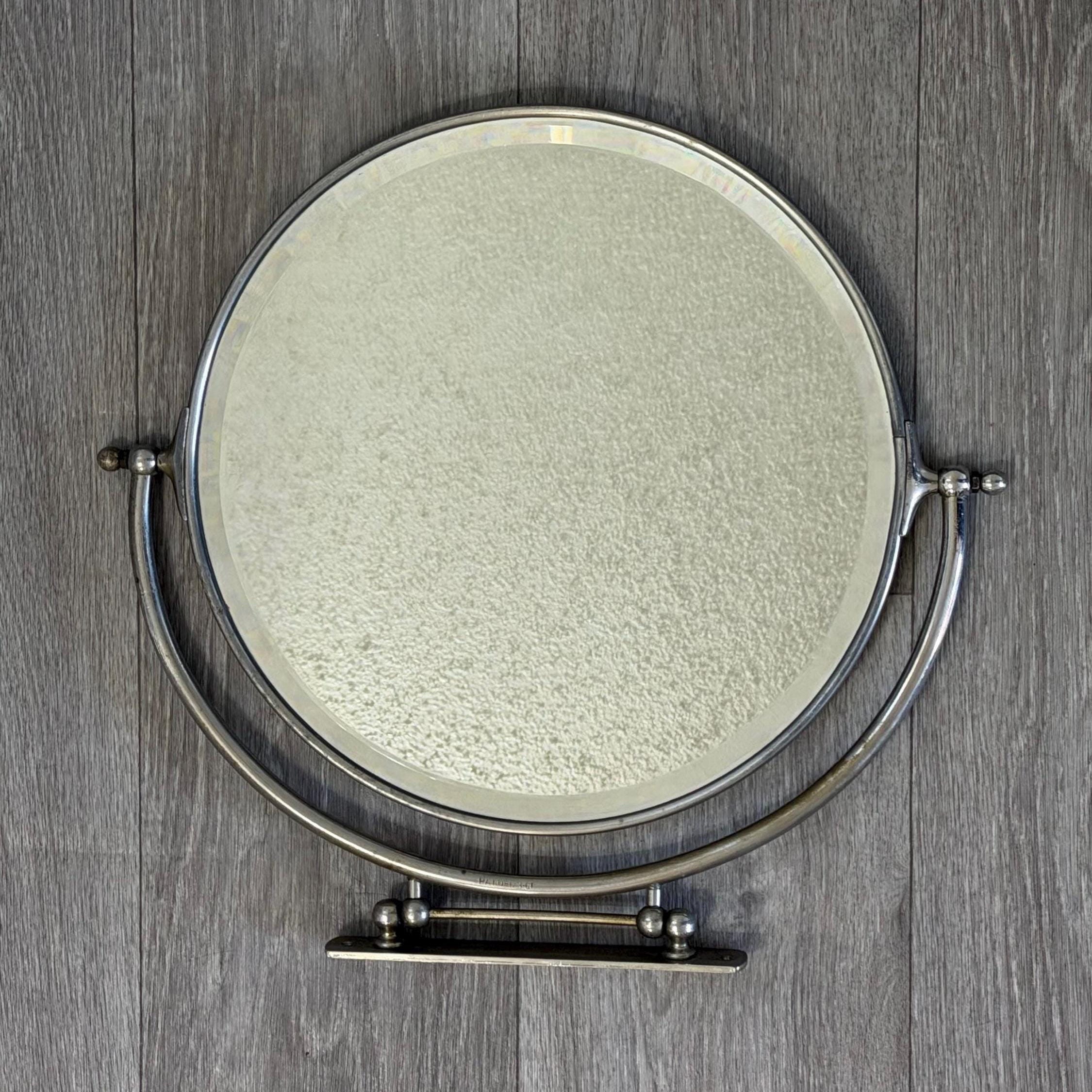 Vintage Art Deco Swivel Vanity Mirror | Chrome, 12" Round Wall Mount Makeup Mirror