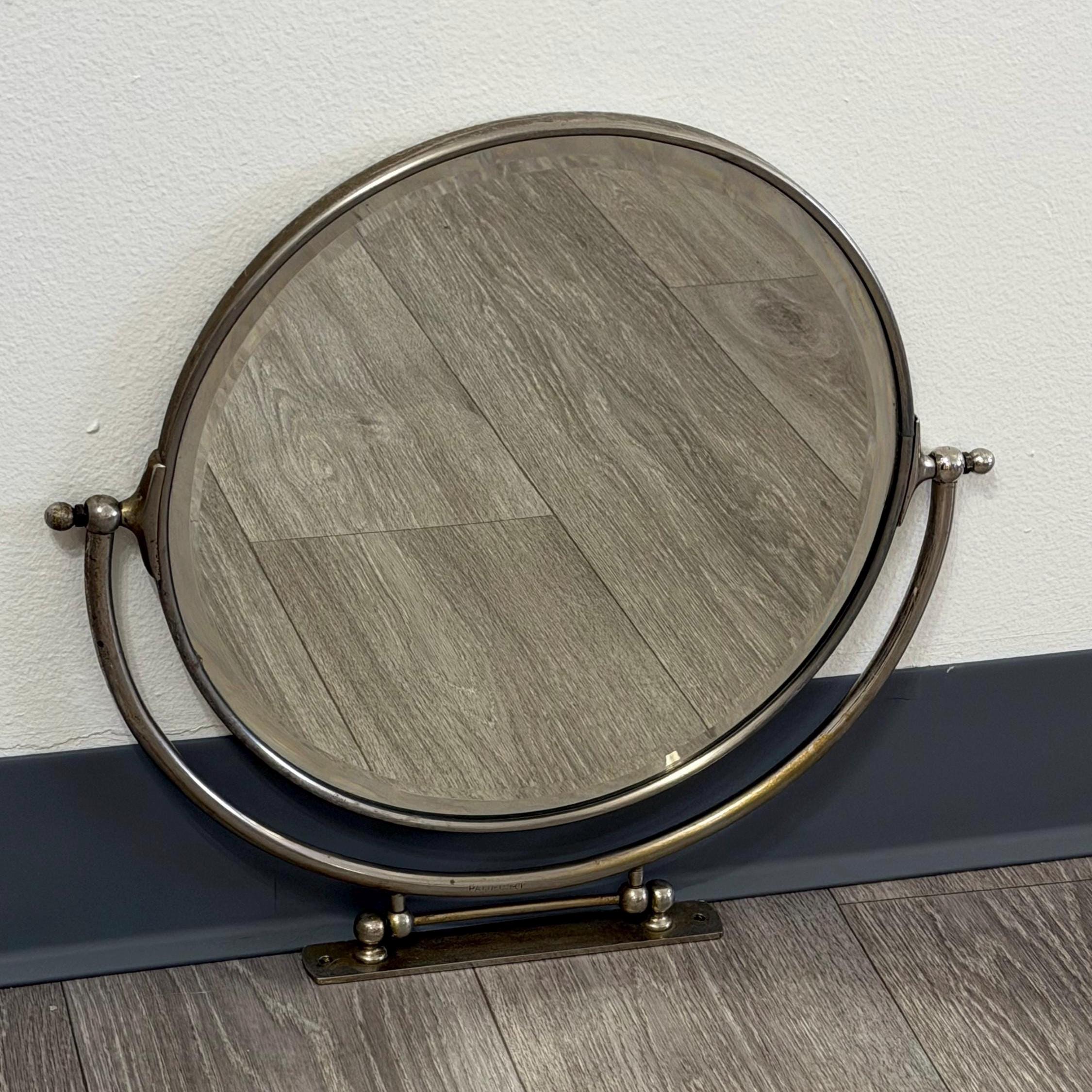 Vintage Art Deco Swivel Vanity Mirror | Chrome, 12" Round Wall Mount Makeup Mirror