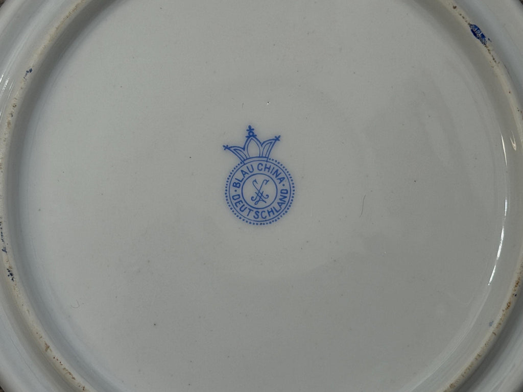 Vintage Blau China Germany Plate  Blue White Floral Porcelain Art