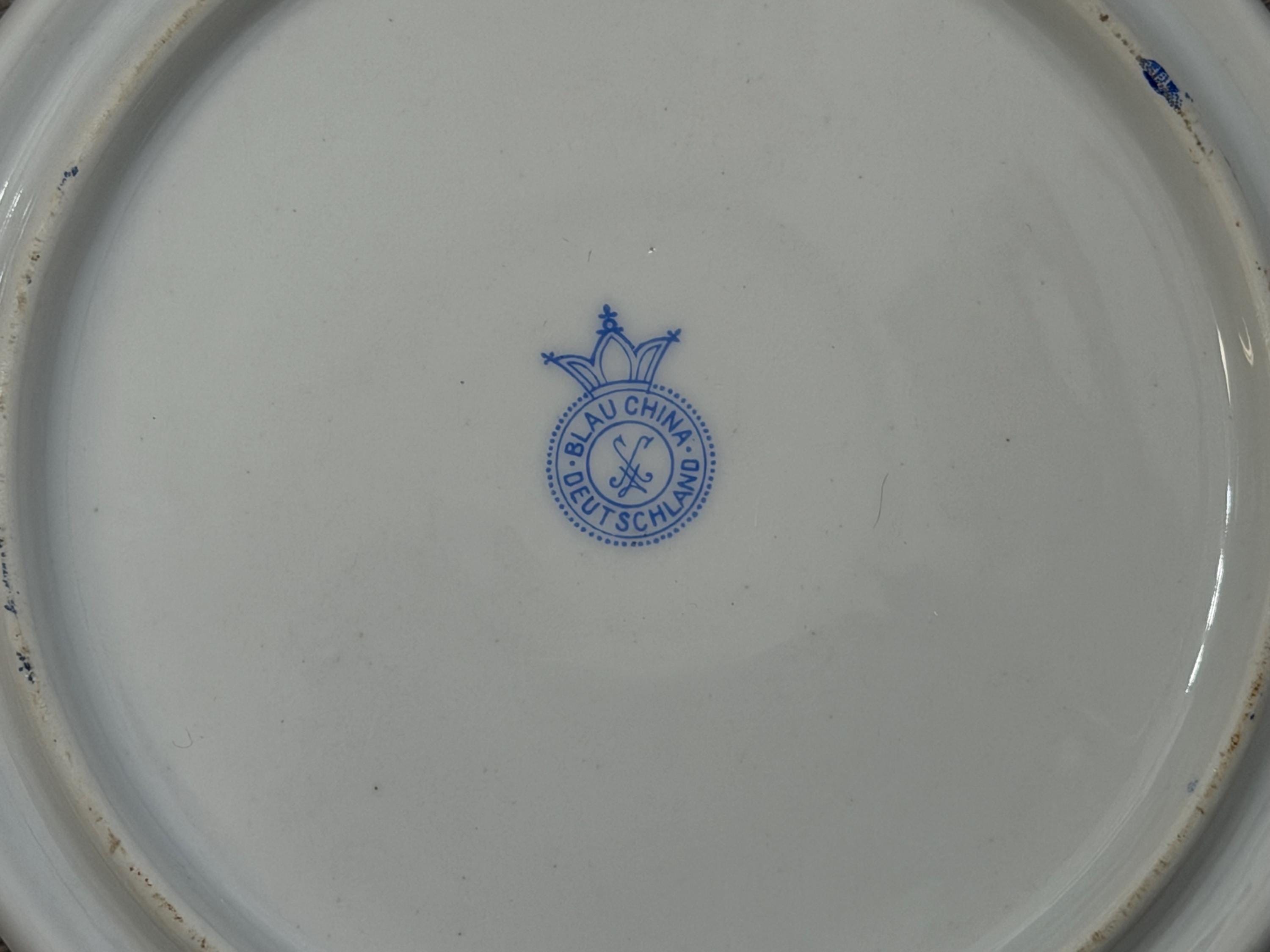 Vintage Blau China Germany Plate  Blue White Floral Porcelain Art