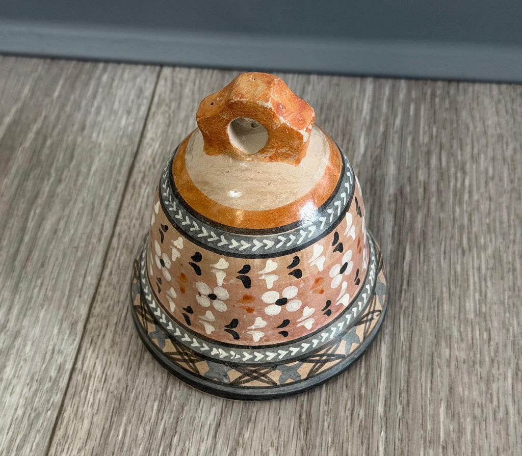 Vintage Handmade Mexican Pottery Bell with Missing Clapper Terracotta Ceramics