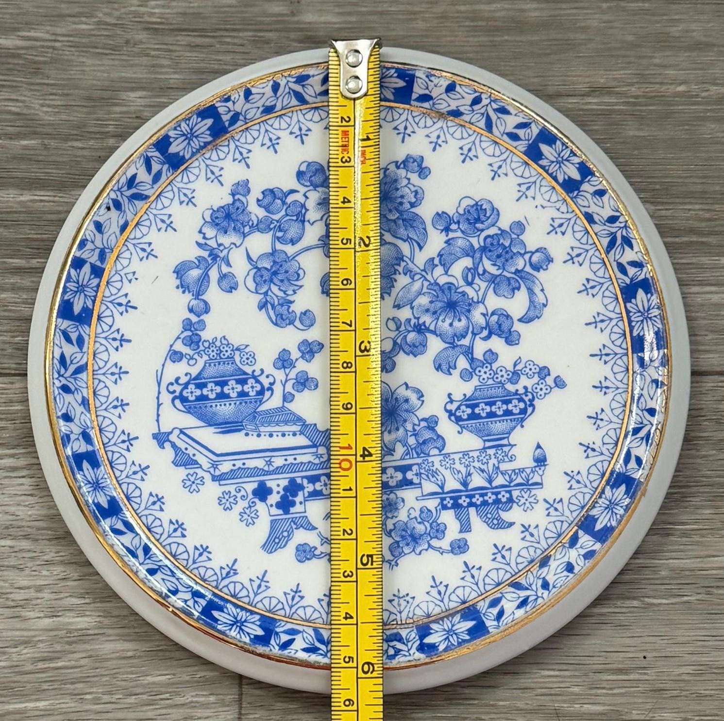 Vintage Blau China Germany Plate  Blue White Floral Porcelain Art