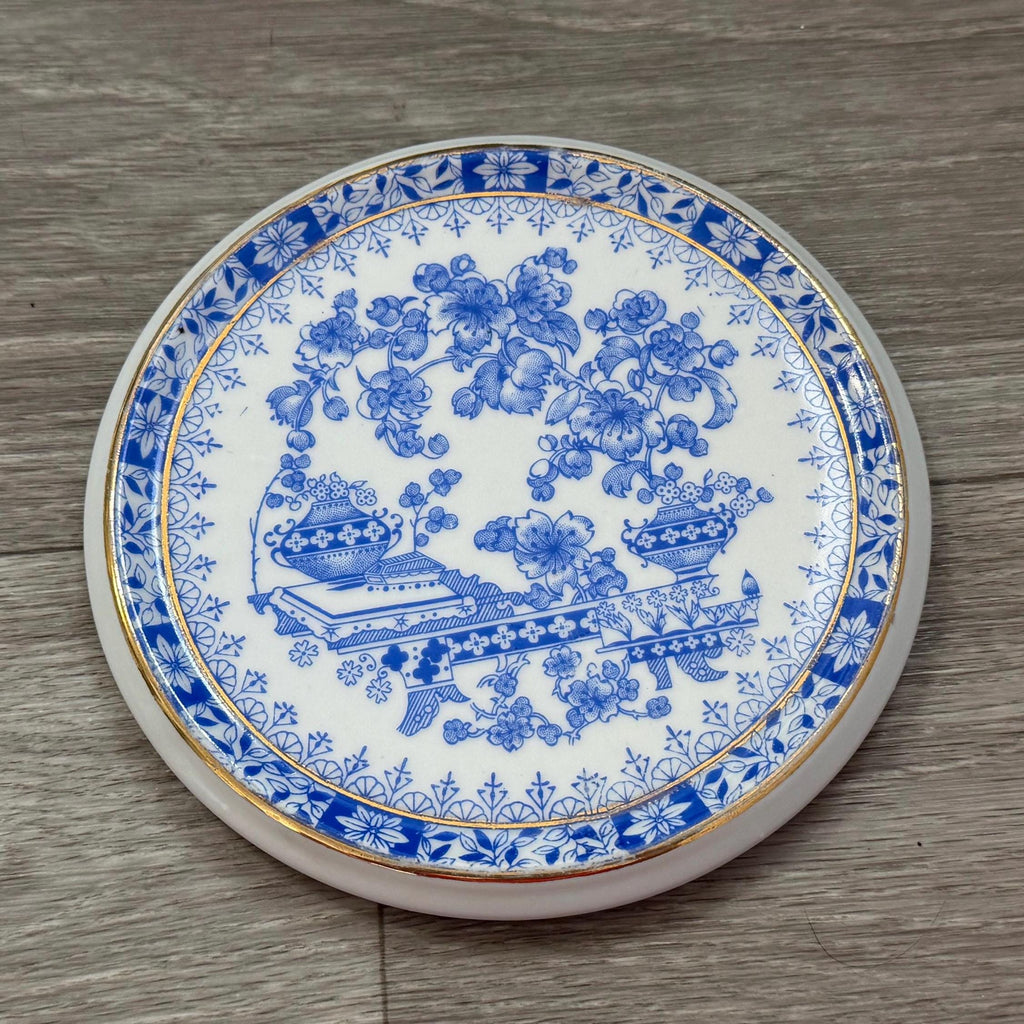 Vintage Blau China Germany Plate  Blue White Floral Porcelain Art