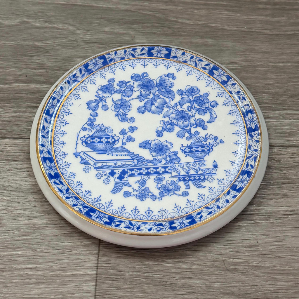 Vintage Blau China Germany Plate  Blue White Floral Porcelain Art