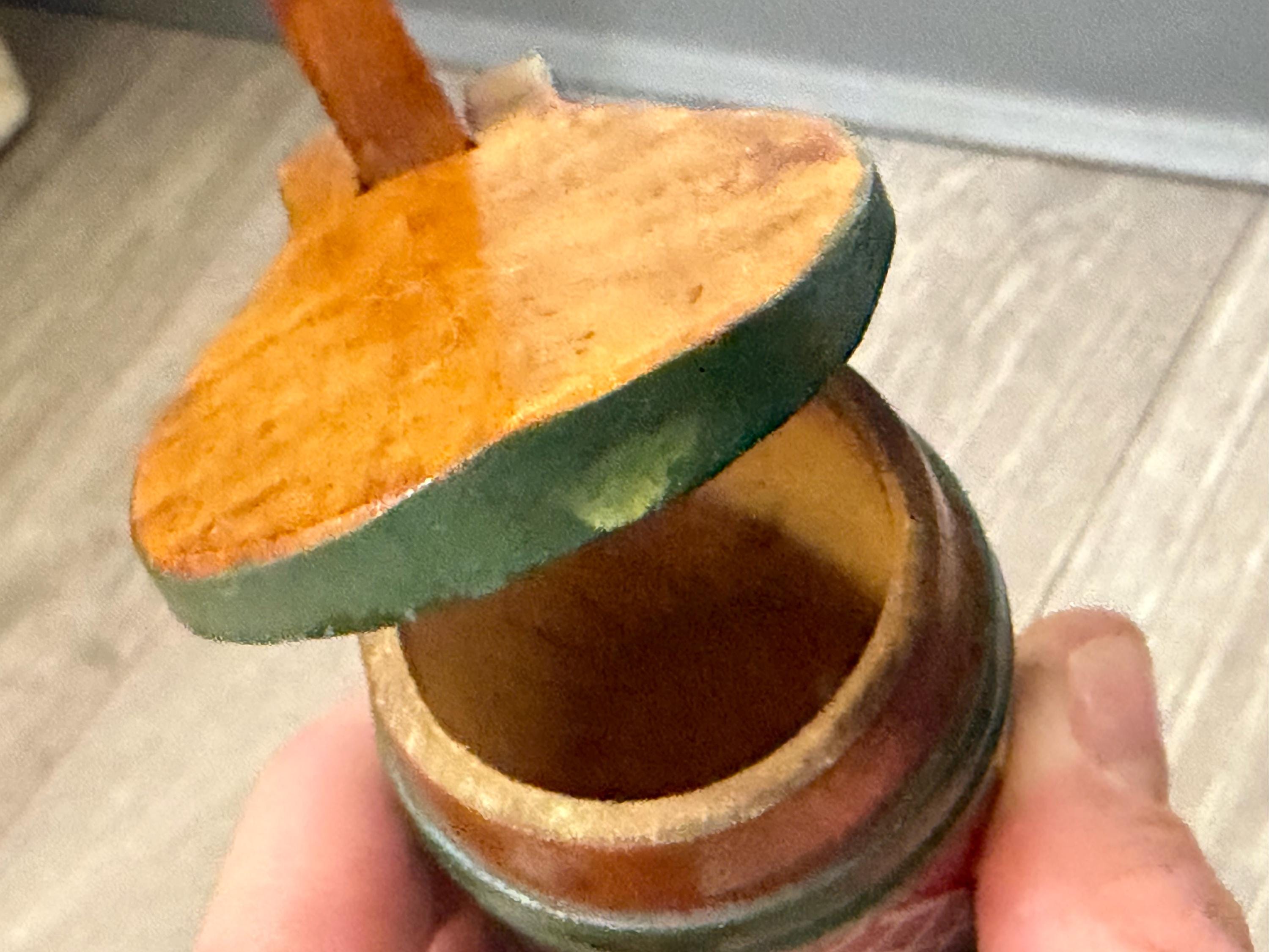 Vintage Swedish Handpainted Wooden Stein Mug with Lid