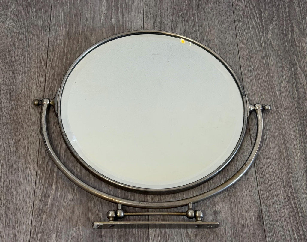 Vintage Art Deco Swivel Vanity Mirror | Chrome, 12" Round Wall Mount Makeup Mirror