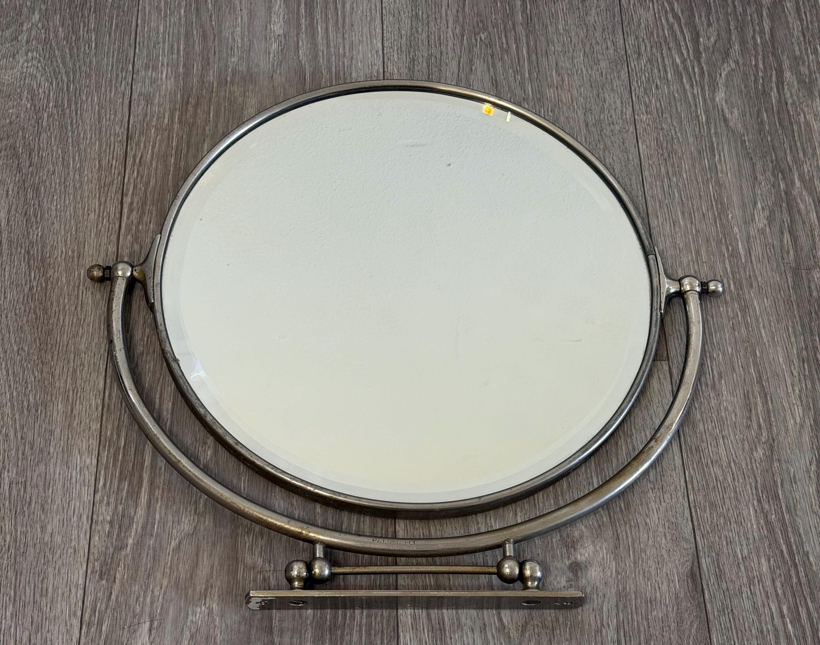 Vintage Art Deco Swivel Vanity Mirror | Chrome, 12" Round Wall Mount Makeup Mirror