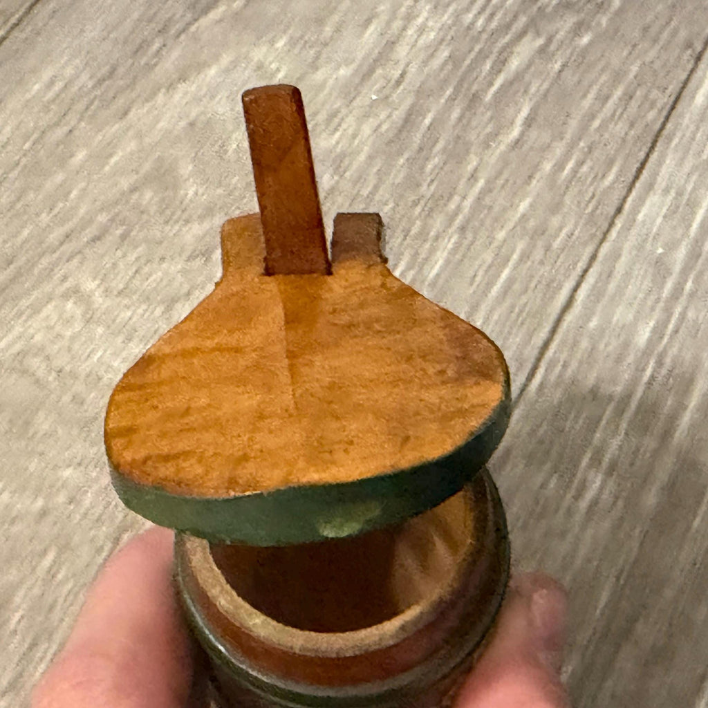 Vintage Swedish Handpainted Wooden Stein Mug with Lid