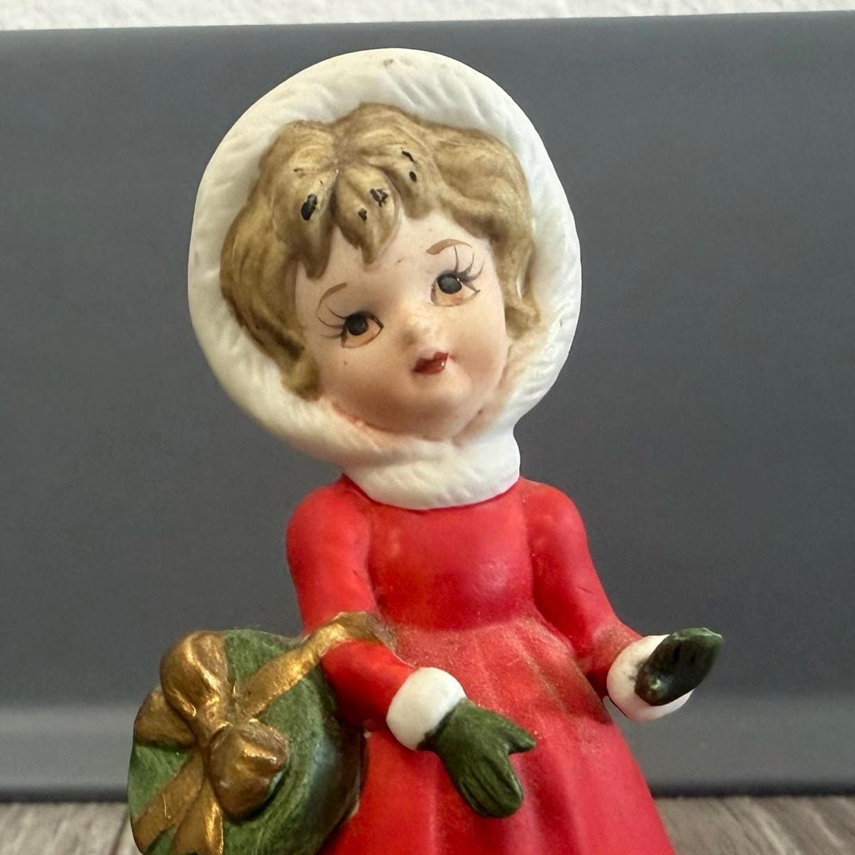 Vintage Ceramic Christmas Girl Figurine