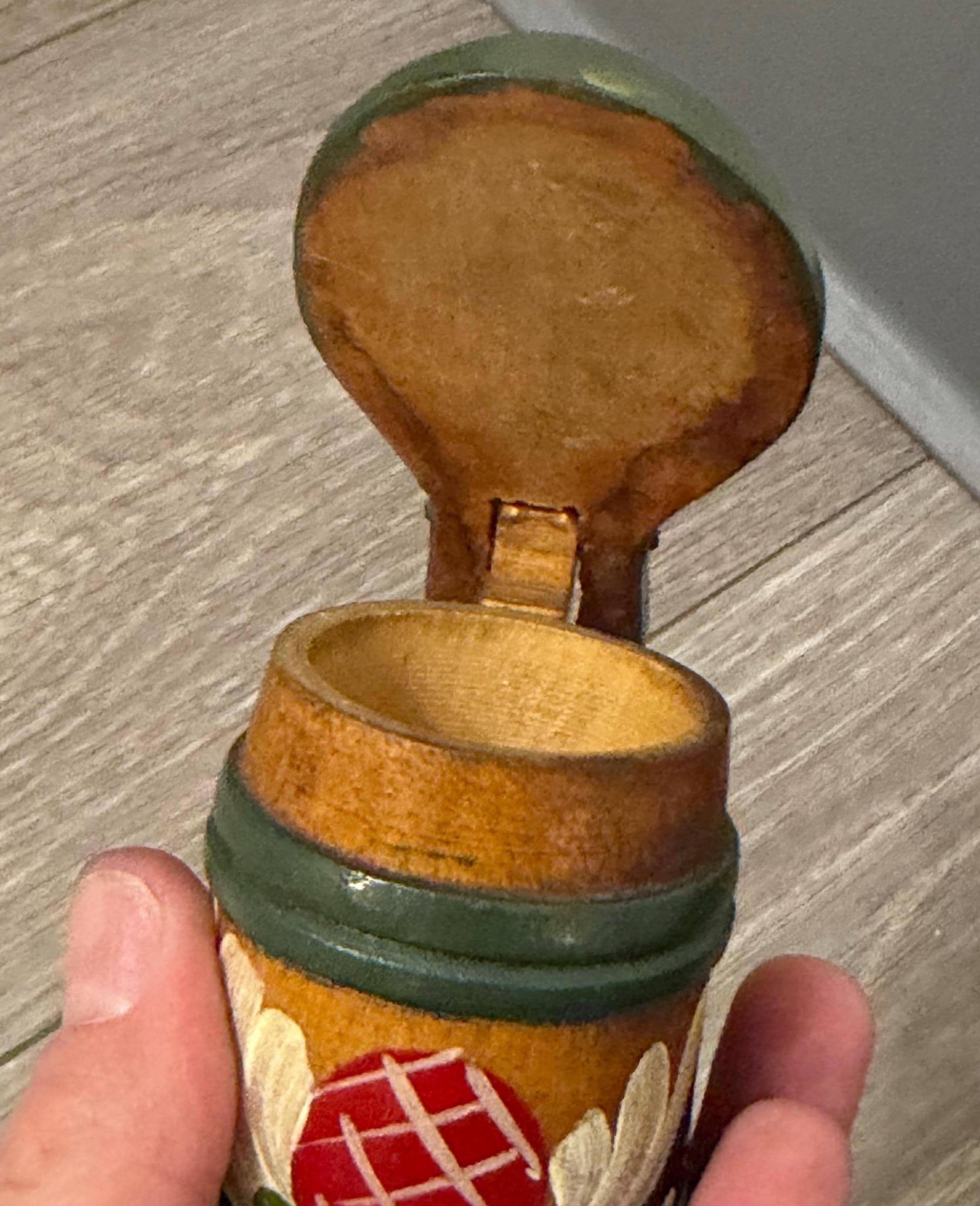 Vintage Swedish Handpainted Wooden Stein Mug with Lid