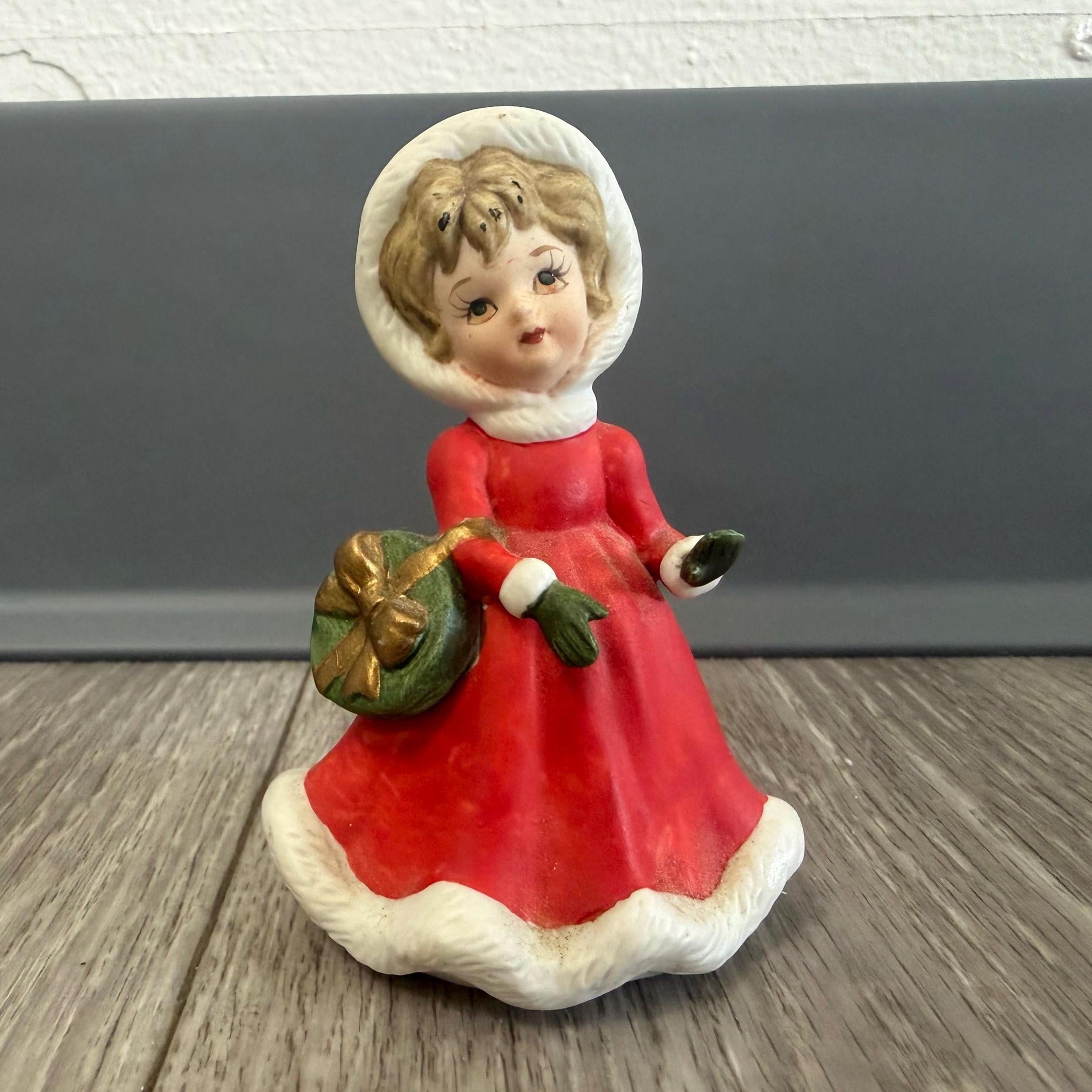 Vintage Ceramic Christmas Girl Figurine