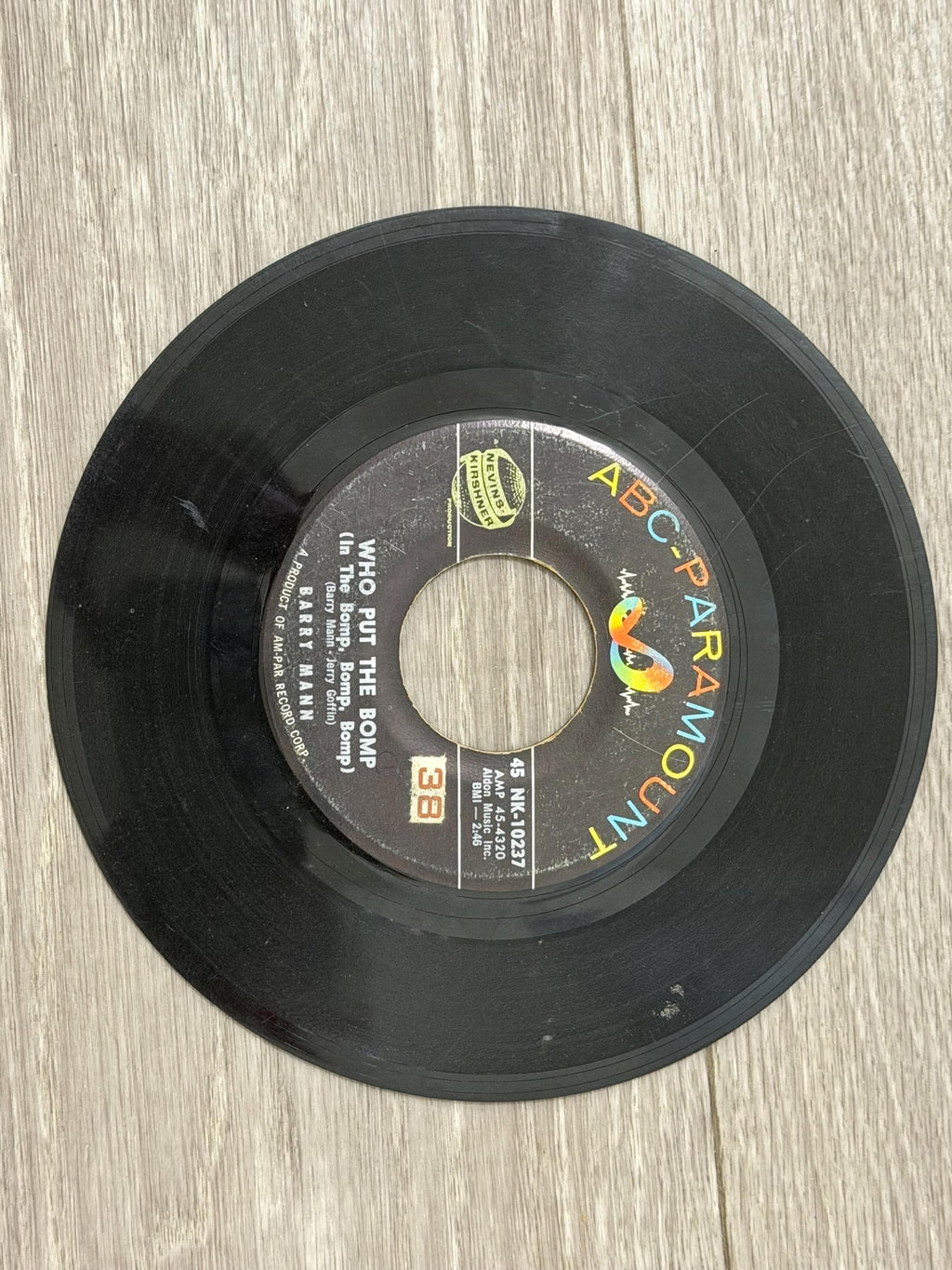 Barry Mann Who Put the Bomp 45 RPM Vinyl Single ABC-Paramount Early Rock Record