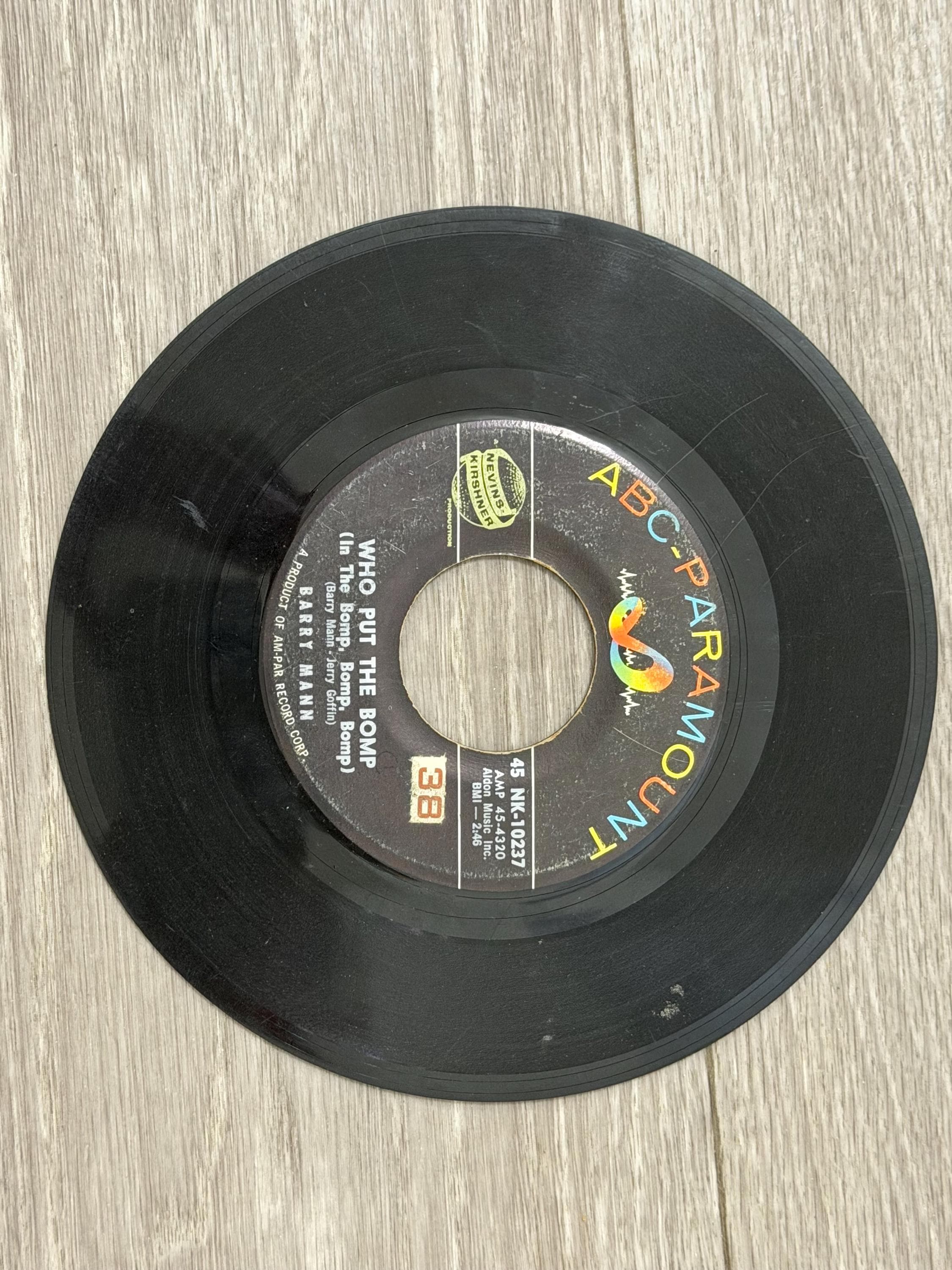Barry Mann Who Put the Bomp 45 RPM Vinyl Single ABC-Paramount Early Rock Record