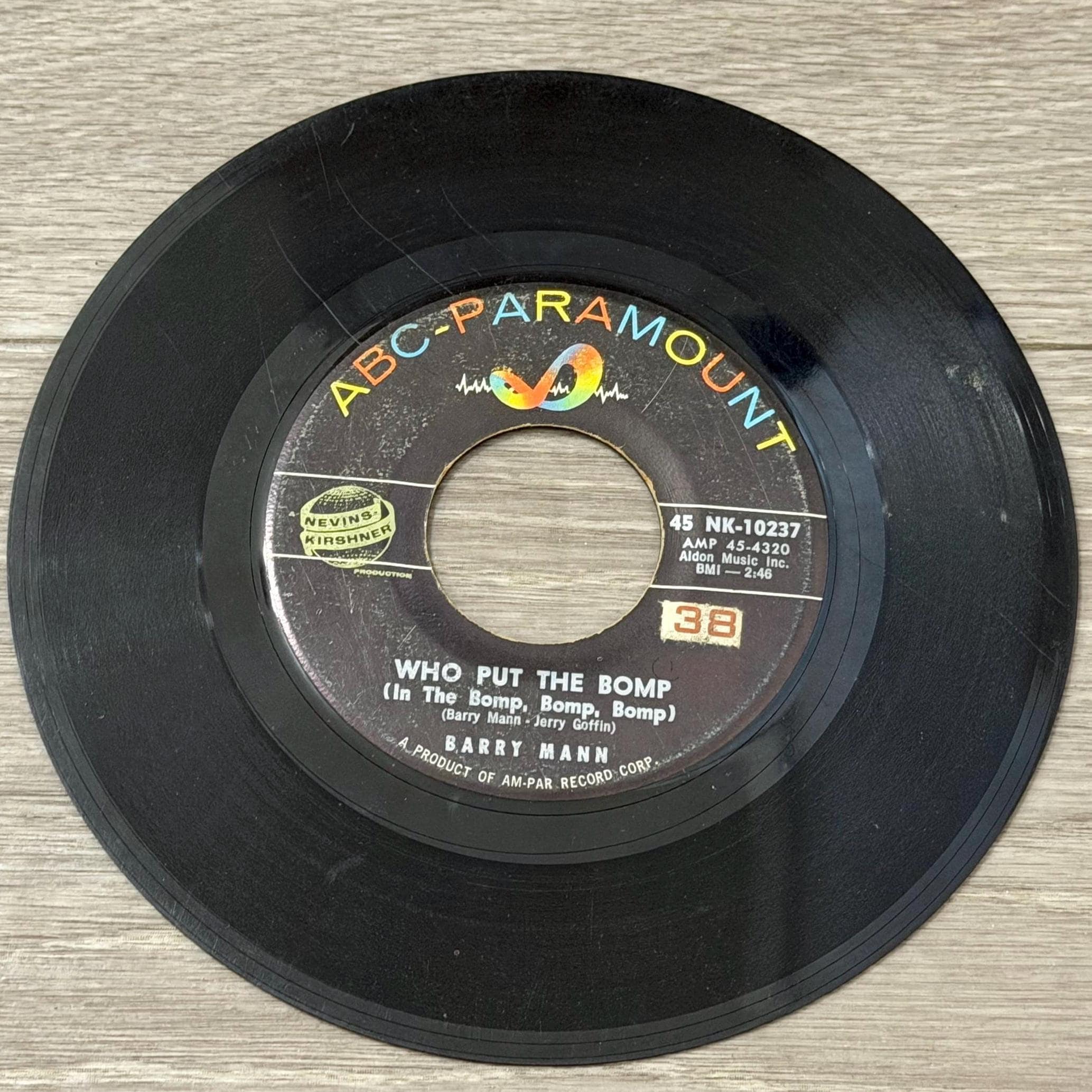 Barry Mann Who Put the Bomp 45 RPM Vinyl Single ABC-Paramount Early Rock Record