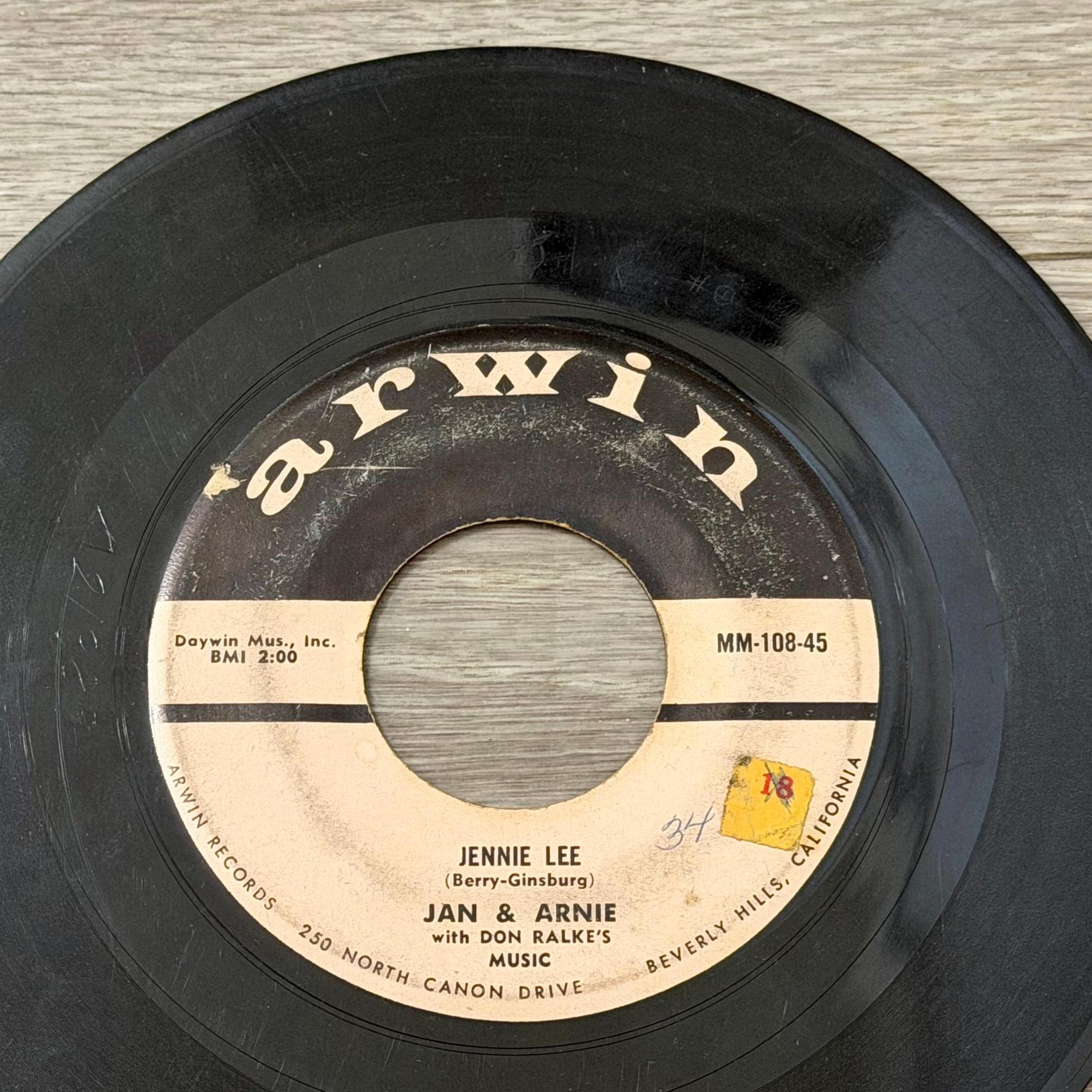 Jan & Arnie Gotta Gotta Date / Jennie Lee 45 RPM Single Vinyl Record