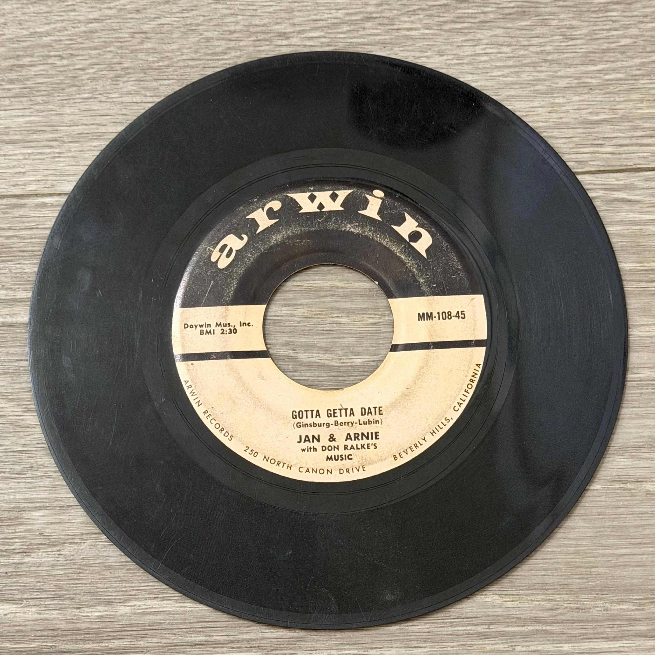 Jan & Arnie Gotta Gotta Date / Jennie Lee 45 RPM Single Vinyl Record