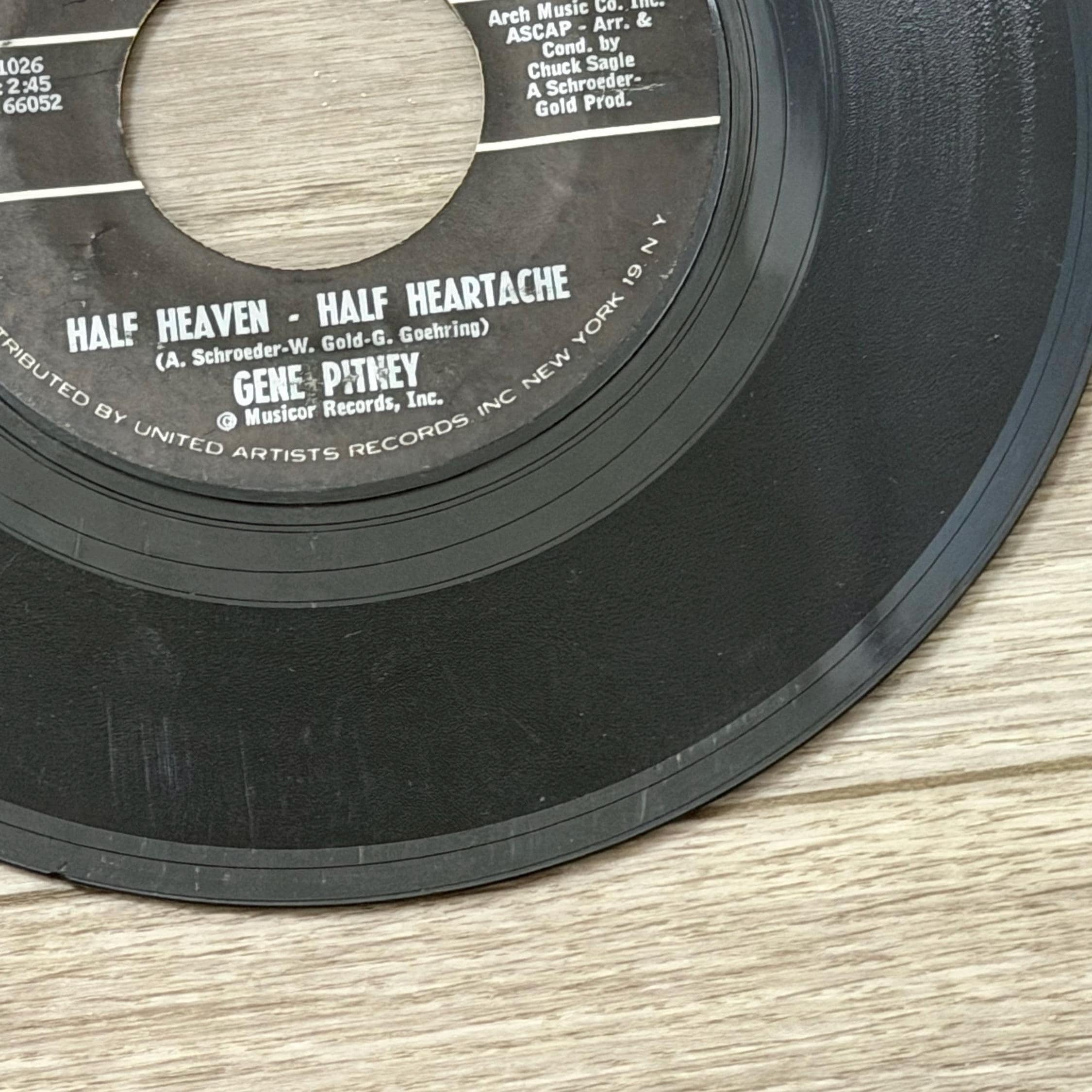 Gene Pitney 45 RPM Vinyl Single  Half Heaven Half Heartache, Tower Tall (Musicor Records)