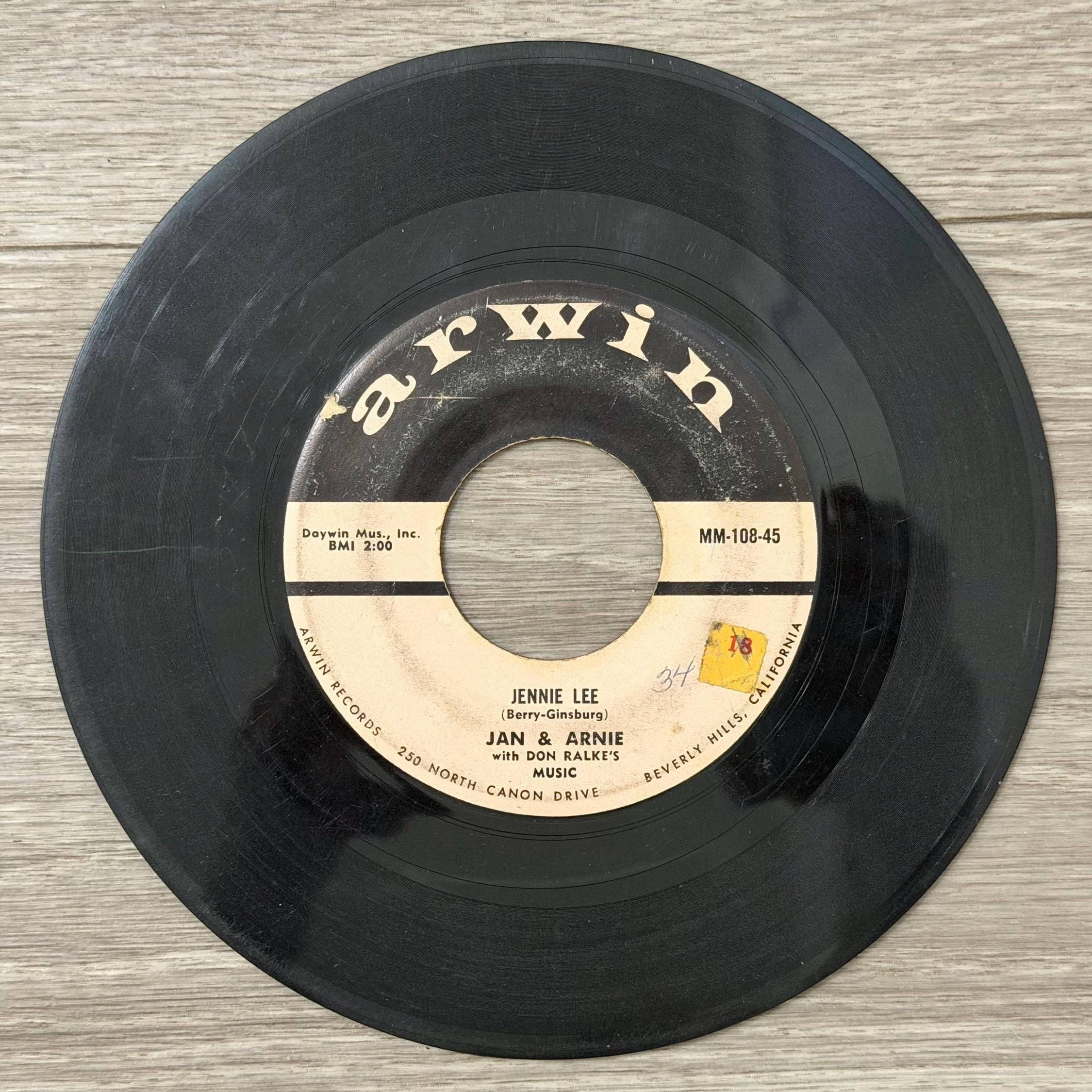 Jan & Arnie Gotta Gotta Date / Jennie Lee 45 RPM Single Vinyl Record