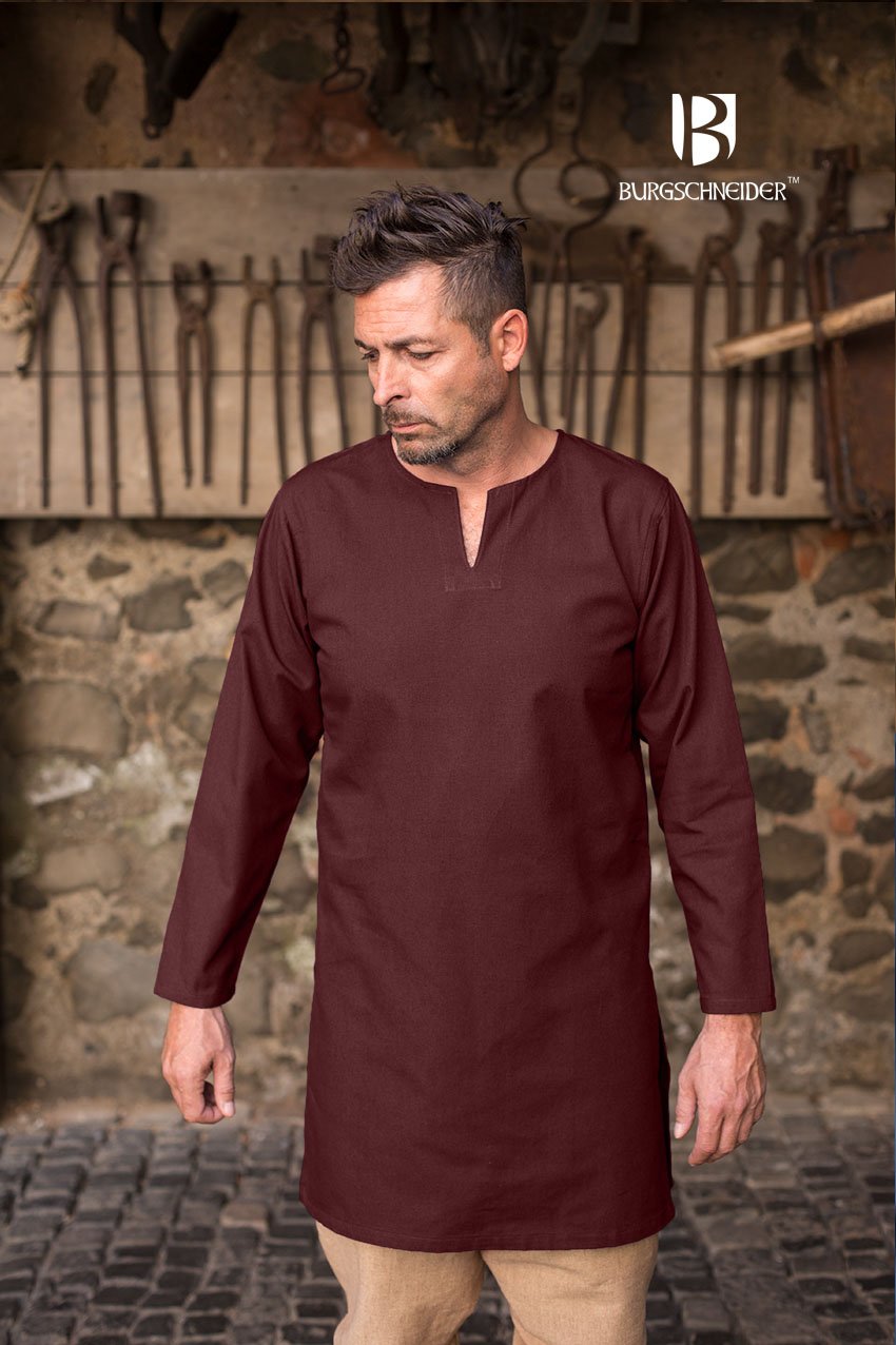 Men's Leif Medieval Under-Tunic | Bordeaux Cotton