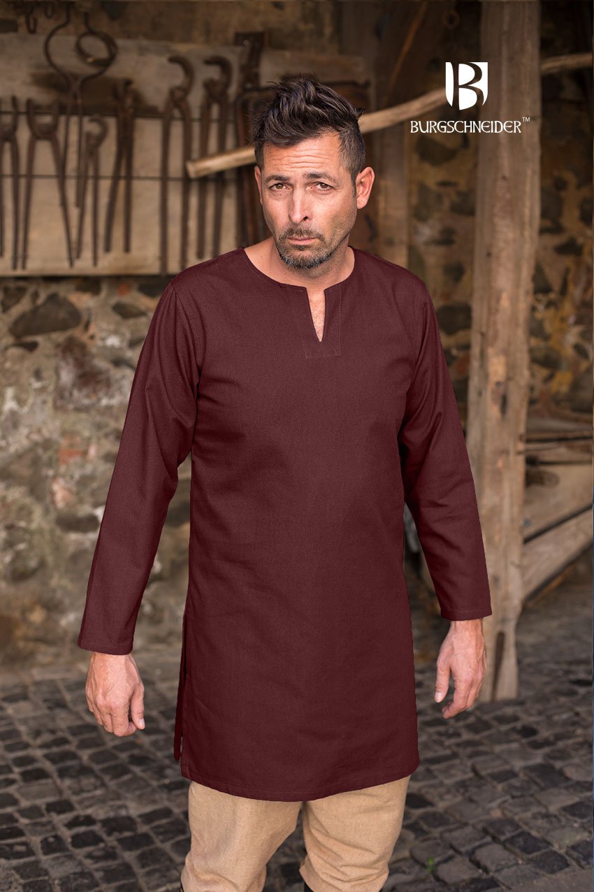 Men's Leif Medieval Under-Tunic | Bordeaux Cotton