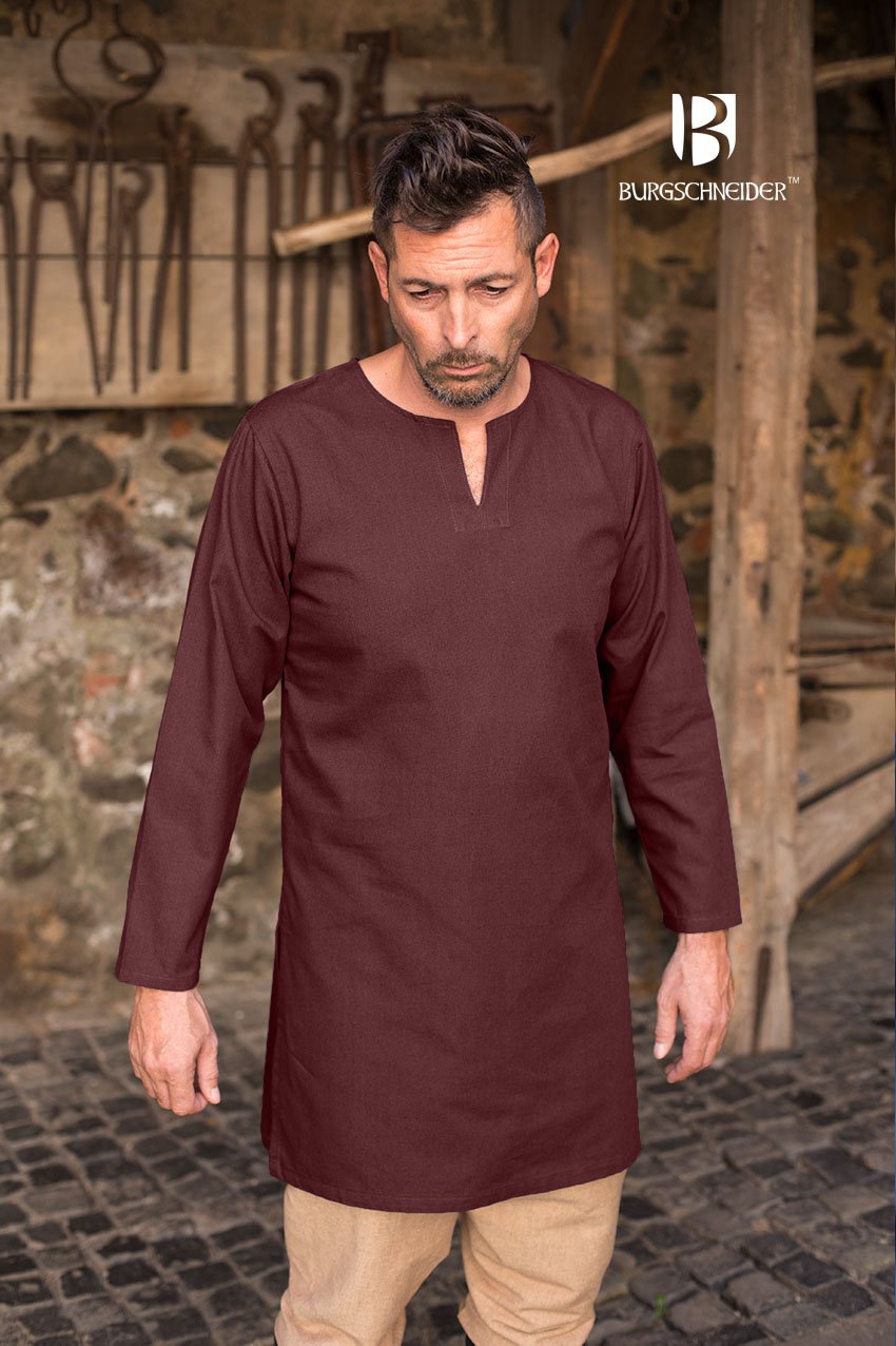 Men's Leif Medieval Under-Tunic | Bordeaux Cotton