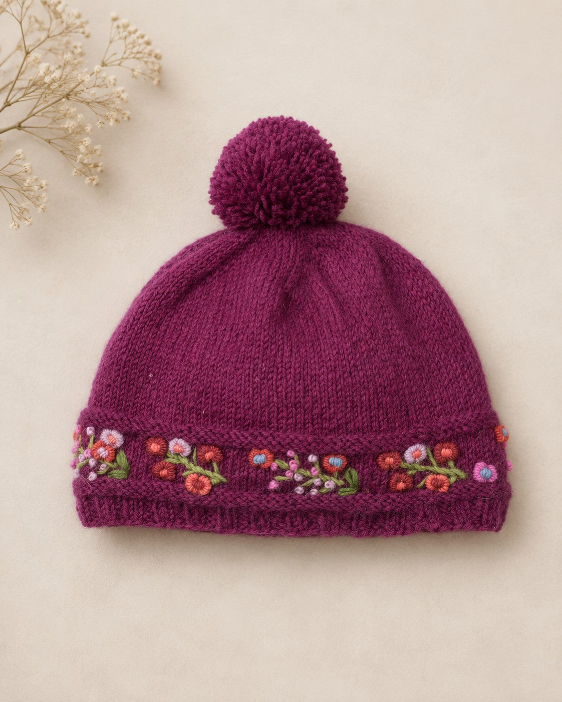 Mathilde Embroidered Wool Beanie