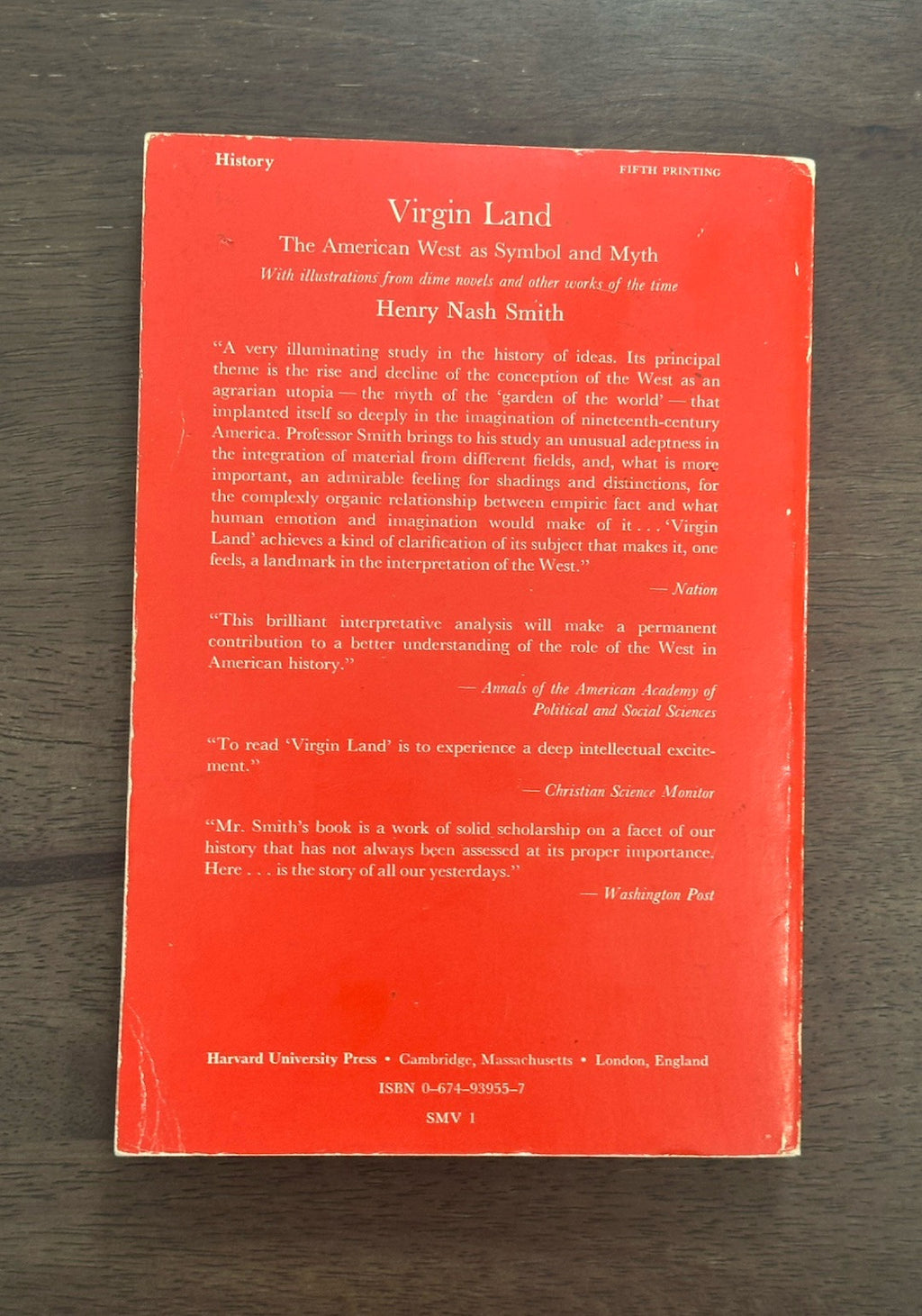 Virgin Land : The American West As Symbol and Myth by Henry Nash Smith 1971