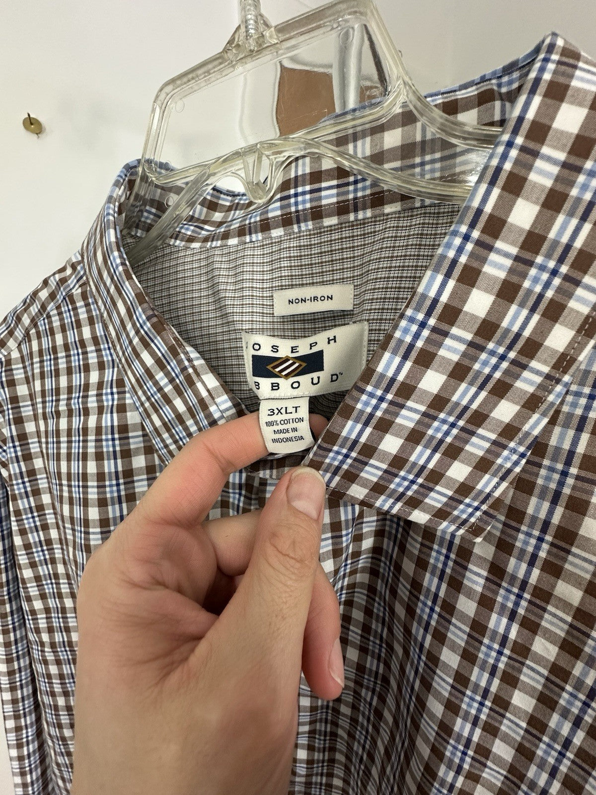 Joseph Abboud Classic Fit Long Sleeve Button Down Shirt Plaid 3XLT With Tags