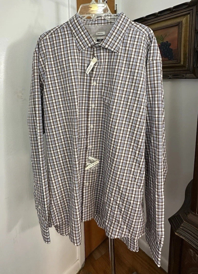 Joseph Abboud Classic Fit Long Sleeve Button Down Shirt Plaid 3XLT With Tags