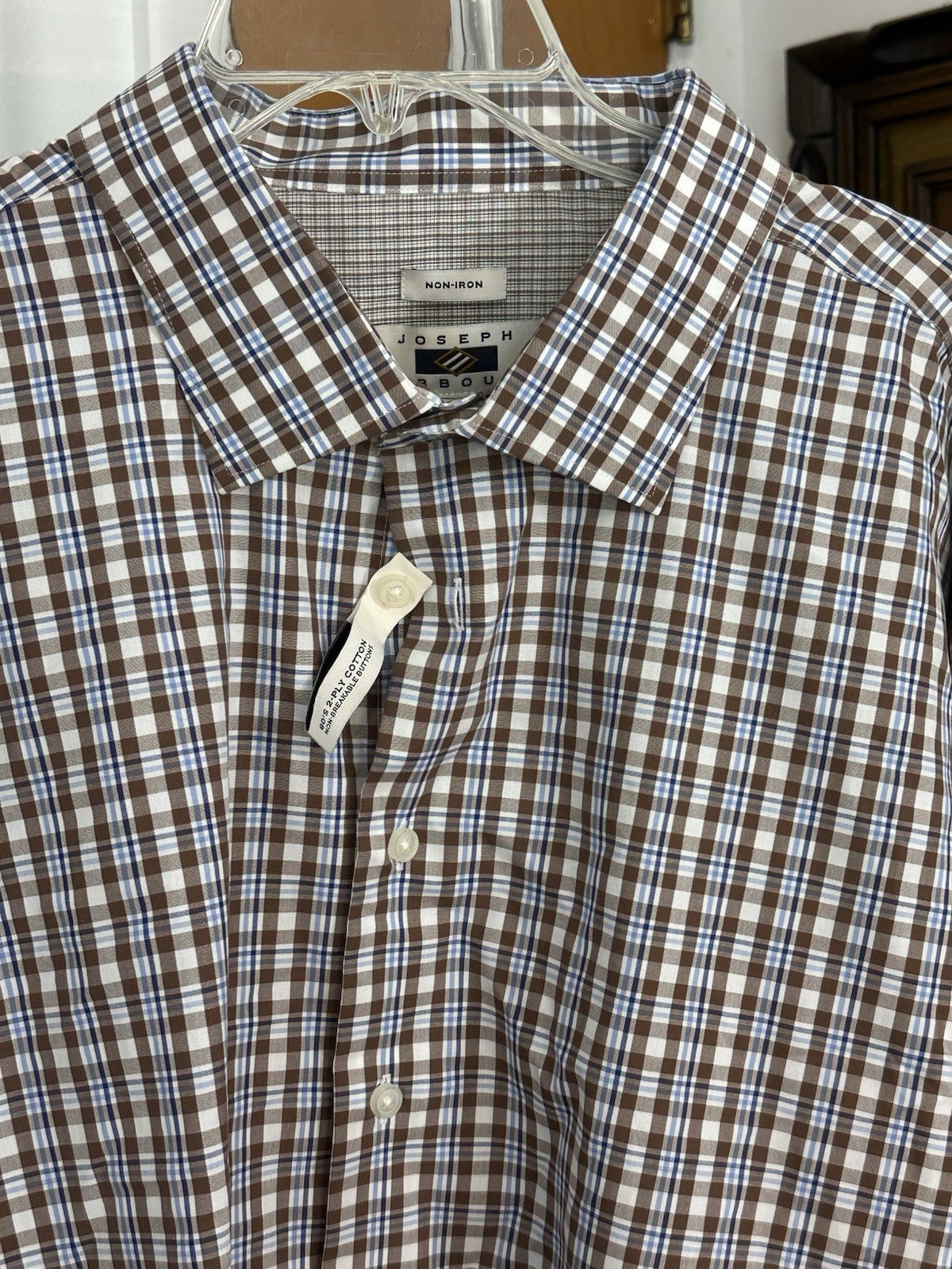 Joseph Abboud Classic Fit Long Sleeve Button Down Shirt Plaid 3XLT With Tags